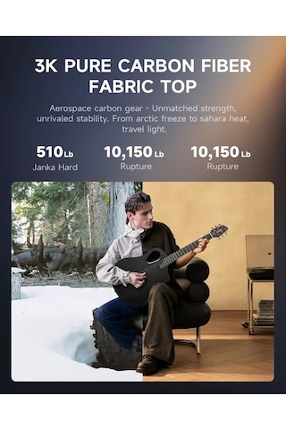 Donner Rısıng-g1 Carbon Fiber Akustik Gitar Seti Parlak Siyah