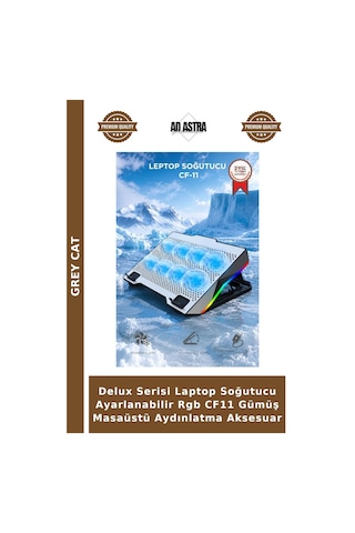 Delux Serisi Laptop Soğutucu Ayarlanabilir Rgb Cf11 Gümüş Masaüstü Aydınlatma Aksesuar