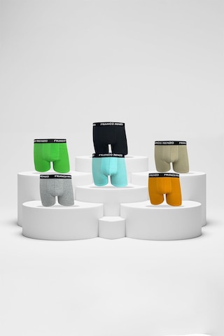 Franco Renzo Erkek 6'lı Lüx Kutulu Pamuklu Ve Likralı Boxer Yeşil - Gri - Bebe Mavi - Laci - Taş - Hardal Çok Renkli