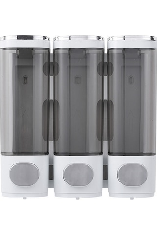 Xurunkeji Duvara Monte Sabunluk Banyo 3 Bölmeli, Duş Duvarı İçin Montaj Vidalarıyla Berrak Sıvı Duş Sabunu Dağıtıcısı Beyaz