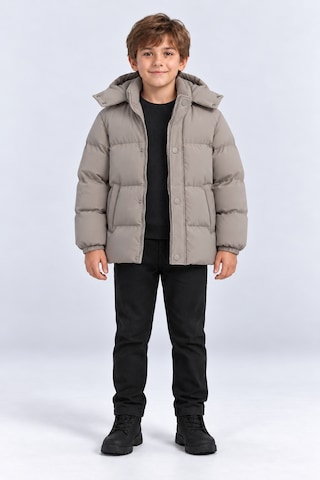 Ahengim Erkek Çocuk Kışlık Kapüşonlu Mont İçi Peluş Astarlı Fermuarlı Cepli Ak4316 Bej