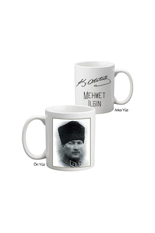 Imzalı Atatürk Fotoğraflı Isme Özel Kupa Bardak