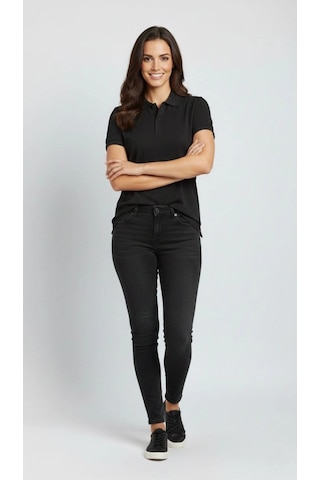 Primemagazam Kadın Polo Yaka Tişört Pike Kumaş Kısa Kol Regular Fit Yazlık T-shirt - Siyah Çeşitli
