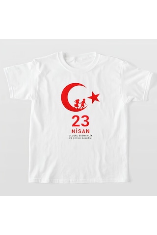 Alfanora 23 Nisan Çocuk Bayramı Baskılı Özel T-shirt - Beyaz