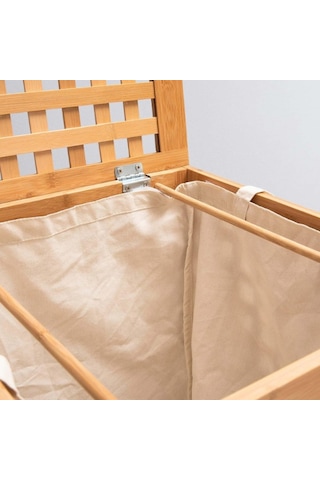 Büyük Boy Ahşap Bambu Kirli Sepeti 45x45x62 Sarı