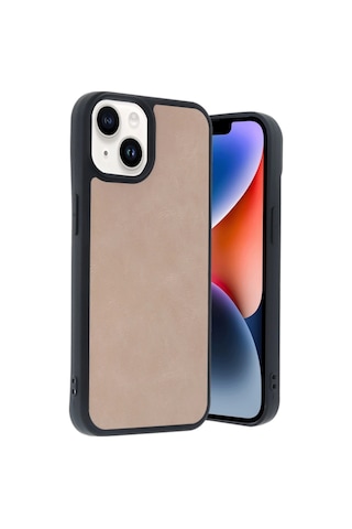 Mepa Apple, Uyumlu iPhone 14 Kılıf Aras Deri Kapak - Pudra Najmaddin standart