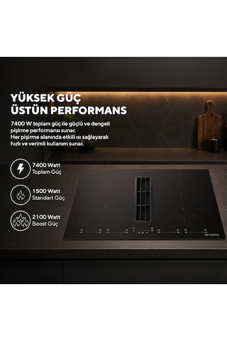 Kumtel HFLOW-6074 Davlumbaz Entegreli İndüksiyon Ocak