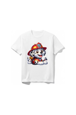 Urbantrendstore Paw Patrol Unisex Kız Çocuk Bisiklet Yuvarlak Yaka Basic Kısa Kollu %100 Pamuk Tişört Beyaz
