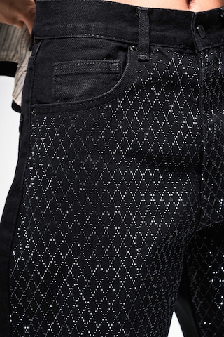 Itsbasic Kadın Siyah Renk Lora Parlak Baklava Taşlı Loose Fit Tasarım Denim Siyah-taşlı