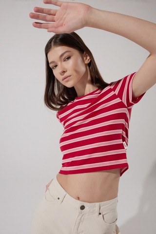 Lee Slim Fit Dar Kesim Bisiklet Yaka Kısa Kollu Crop Renkli Esnek Tişört L231105900 Çok Renkli