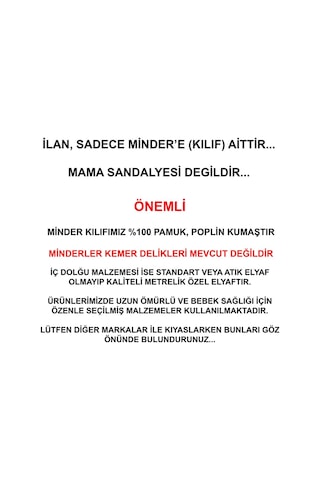 Holmer Organik Mama Sandalyesi Minderi & Kılıfı Kemer Deliksiz
