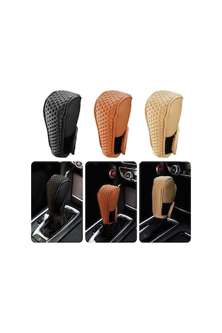 Sones Universal Araç Pu + Buz İpek Vites Topuzu Koruyucu Kapak Siyah