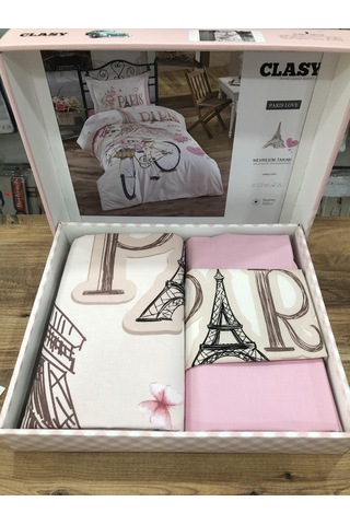 Clasy Tek Kişilik Ranforce Nevresim Takımı Paris Love (236967533)
