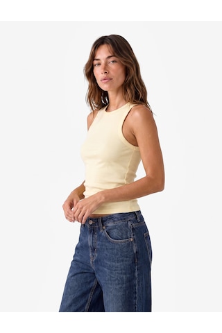 Koton Slim Fit Pamuklu Halter Yaka Fitilli Atlet Sarı 6sak10099ek