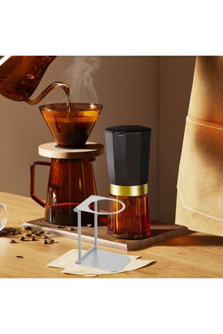 Homyl Alüminyum El Demleme Braketi Küçük Presli Kahve Gümüş