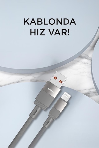 Torima U18 USB /Lightning Şarj Ve Data Kablosu Gri