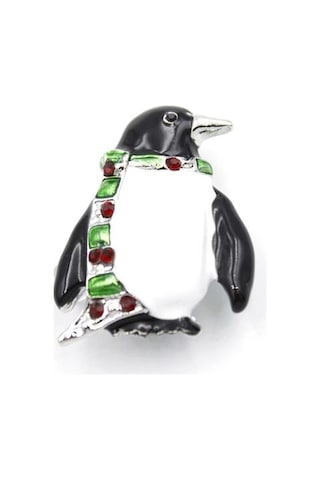 Penguen Broş - Beyaz Çok Renkli