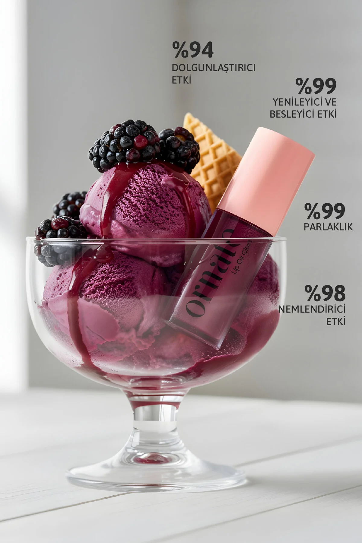Blackberry Lip Oil Gloss Dolgunlaştırıcı Efekt Nemlendirici, Parlatıcı Simli Dudak Yağı Böğürtlen 5 Ml Bordo