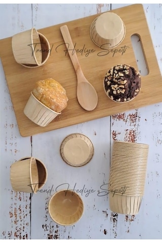 Trend Hediye Sepeti 50'li Kraft Cupcake Kalıbı, Muffin Kek Kalıbı, Kek Kapsülü, Airfryer Uyumlu Sku: Smg8690010544087 Ahşap
