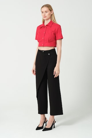 Polo Yaka Crop Gömlek Kırmızı