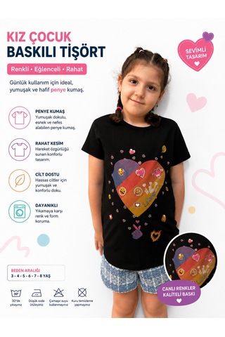Monili Kız Çoçuk T-shirt SiYAH