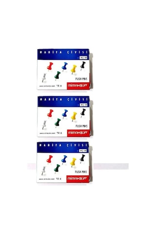 Harita Çivisi Pano İğnesi Mimaks Renkli Harita Çivisi 3 Paket