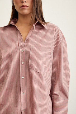 Never More Çizgili Oversize Gömlek Gül Kurusu Gülkurusu