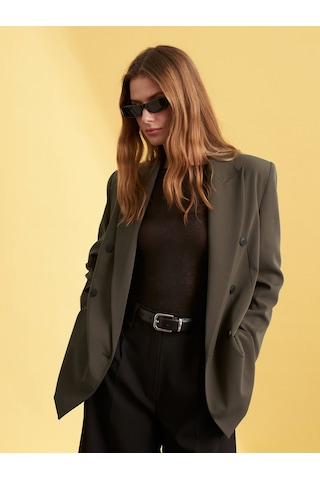 Dilvin 60784 Kruvaze Blazer Ceket-haki Haki