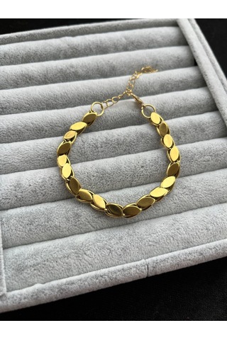 Altın Renk Arpa Zincir Kadın Kararmaz Paslanmaz 316l Çelik Bileklik Altın