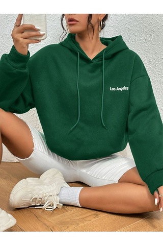 Altamira Unisex Los Angeles Baskılı Oversize Kapşonlu Sweatshirt 001