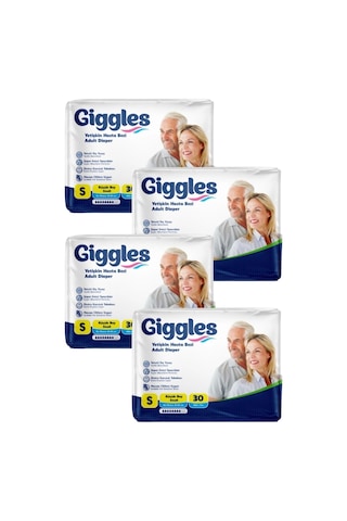 Giggles Belbantlı Yetişkin Hasta Bezi Küçük Boy S 4 x 30'lu Giggles Belbantlı Yetişkin Hasta Bezi Küçük Boy S 4 x 30'lu