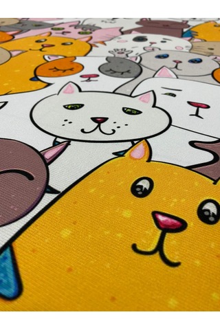 Kedi Desenli Kumaş Kırlentlik Döşemelik Kumaş Dijital Baskı