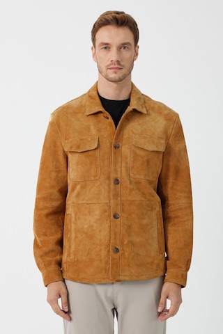 Fiorenzo Taba Nubuk Deri Gömlek Taba