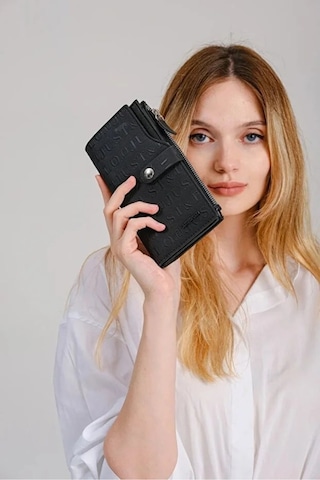 Just Polo Kadın 20 Kart Bölmeli Fermuarlı Ve Kapaklı Cüzdan Shopper Siyah