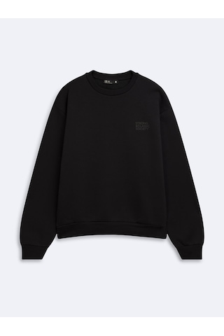 LTB Regular Fit Yazı Baskılı Bisiklet Yaka Siyah Sweatshırt