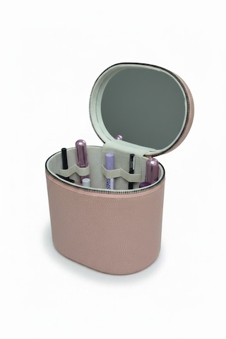 Makyaj Düzenleyici Aynalı Makyaj Çantası Pudra Bölmeli Taşınabilir Kozmetik Organizer 19x15x16 Cm