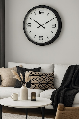 60 Cm Siyah Metal Dizayn Duvar Saati