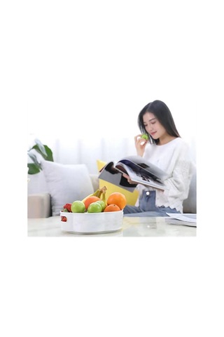 360 Derece Dönebilen Mekanizmalı Yuvarlak Tepsi Formlu Sunum Ve Servis Organizer Tablası 5365 Çok Renkli