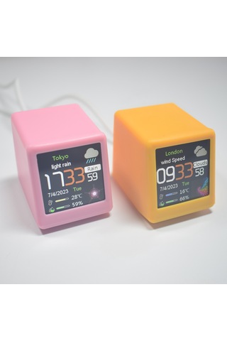 Lemestar Wifi Bağlantılı Renkli Oled Masaüstü Hava Durumu Saati - Tarih, Sıcaklık, Nem Ve Gerçek Zamanlı Veriler İle Sarı