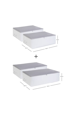 Ocean Home Textile 4'lü Gri Renk Stuff & Things Baza Altı Hurç Set