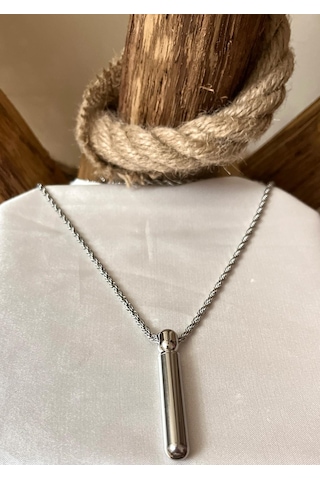 Gns Aksesuar Burgu Çelik Kapağı Açılan Bar Uç Unisex Kolye