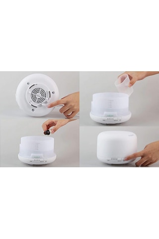 Oda Hava Nemlendirici, Buhar Makinesi Ve Aroma Difüzörü 500 Ml 12w Güç 17x13cm