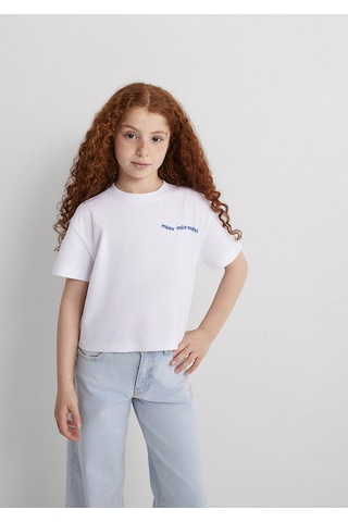 Mavi - Miav Baskılı Beyaz Crop Tişört 7610180-620 Beyaz