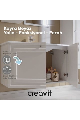 Creavit Kayra Lavabo Dolabı Kapaklı 100cm Mat Beyaz Mat Beyaz
