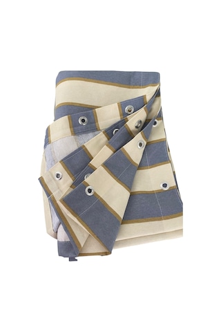 Ceylan Home Balkon Perdesi Kuş Gözü Ölçü Seçenekli Gri Krem Çizgili 50 x 22