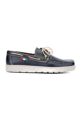 Tamer Tanca Erkek Hakiki Deri Lacivert/yeşil Casual Ayakkabı 496 B3495 Erk Ayk Y24 Navy/green Lacivert - Yeşil