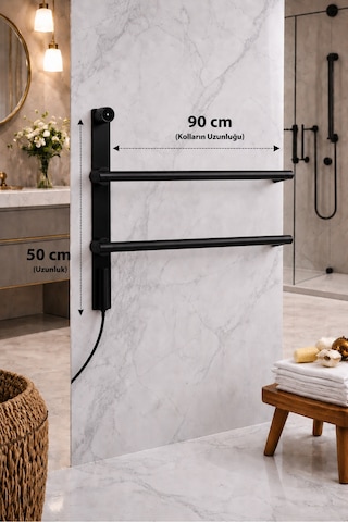Elektrikli Havlupan 50x90xh100 Cm 60 Watt 65 C Siyah