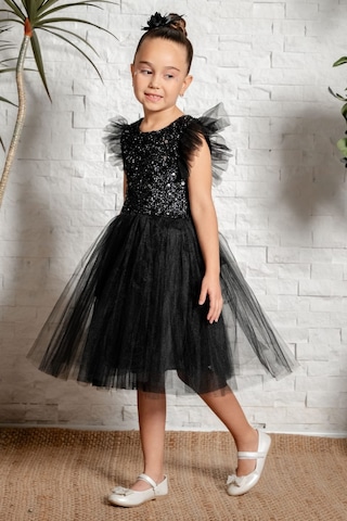 Mnk Baby & Kids Tüllü Kız Çocuk Kpl Elbise Mnk0526 Siyah