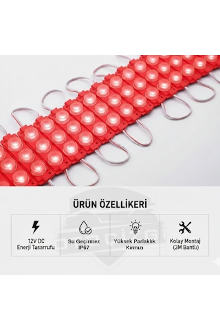 10'lu Parmak Led Büyük Mercekli 12w Kırmızı