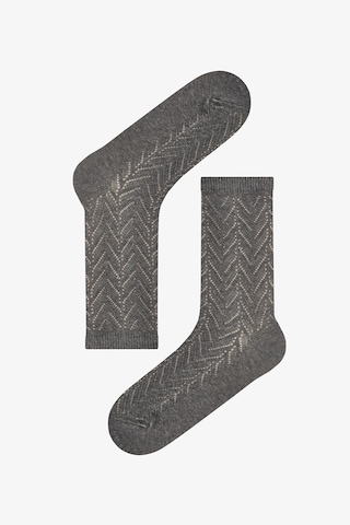 Penti Beyaz Siyah Gri Braided Colosio Ajur Desenli Pamuklu 3 Çift Soket Çorap Beyaz - Siyah - Gri
